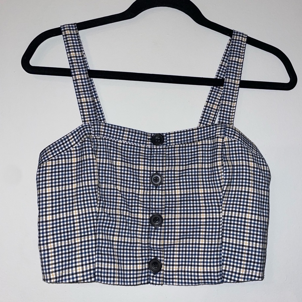 Abercrombie & Fitch button up plaid flannel cropped top